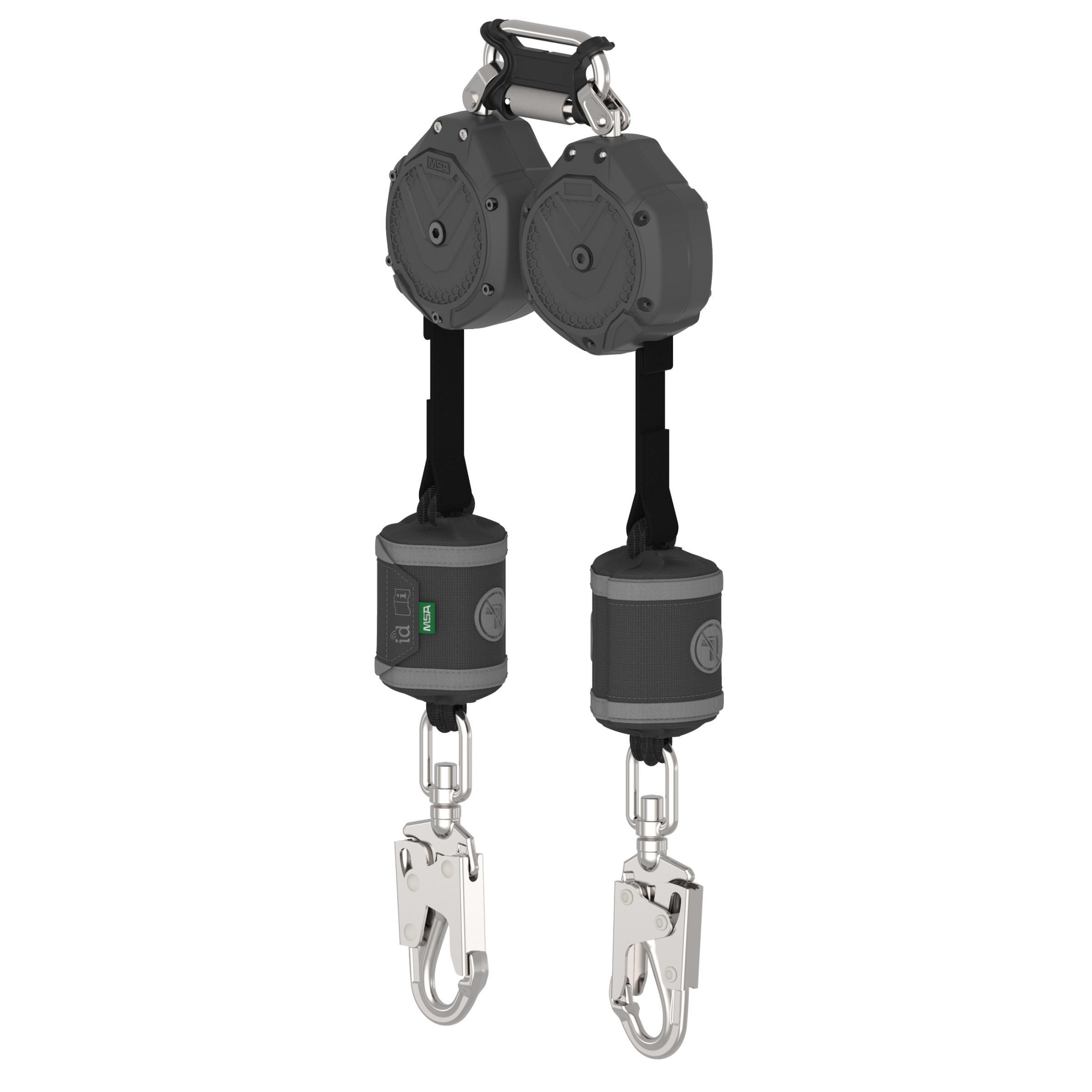 V-SHOCK PFL, 6', twin-leg, 36CS swivel snaphooks, twin link triple action carabiner (top), ANSI Z359.14